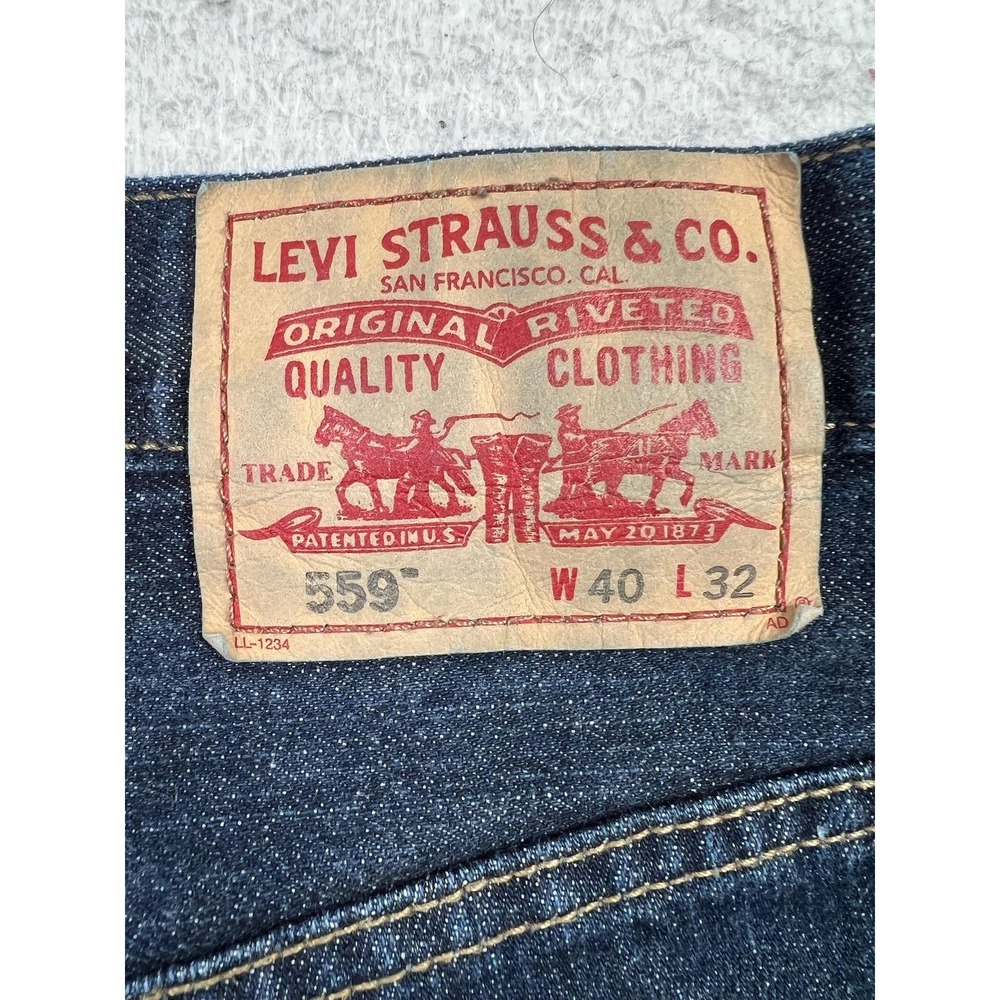 Levis 559 Jeans Mens 40x32 Blue Relaxed Straight Denim Pants Zip Fly 100% Cotton - Picture 3 of 15